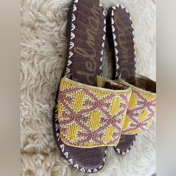 Sam Edelman Yellow and Pink Beaded Sandals - Picture 2 of 4